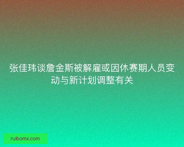 张佳玮谈詹金斯被解雇或因休赛期人员变动与新计划调整有关 张佳玮谈詹金斯被解雇或因休赛期人员变动与新计划调整有关