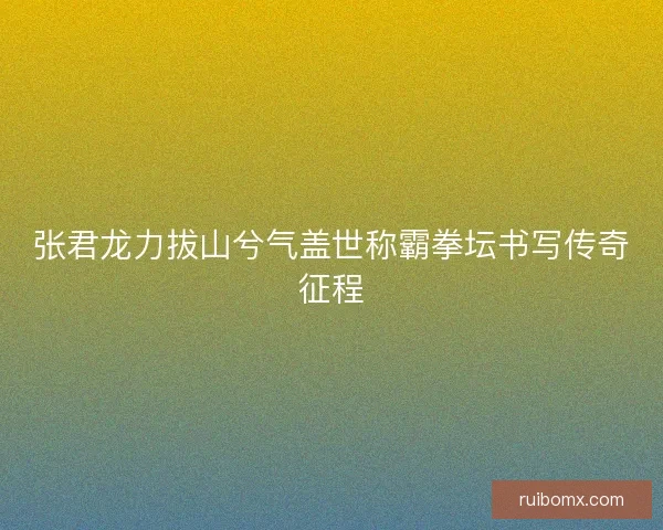 张君龙力拔山兮气盖世称霸拳坛书写传奇征程 张君龙力拔山兮气盖世称霸拳坛书写传奇征程